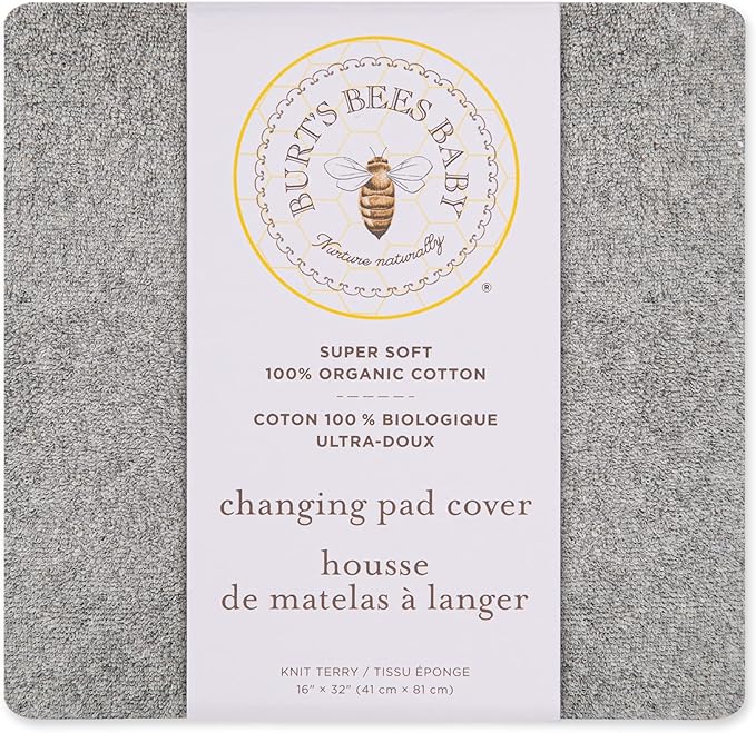 Burt's Bees Baby - Changing Pad Cover, 100% Organic Cotton Changing Pad Liner for Standard 16" x 32" Baby Changing Mats
