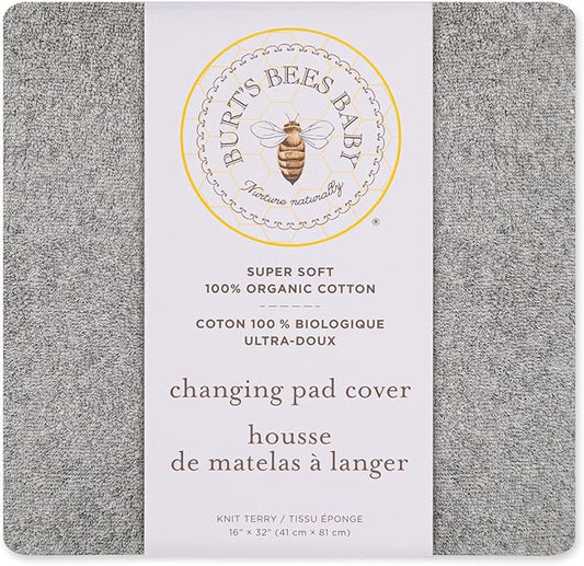 Burt's Bees Baby - Changing Pad Cover, 100% Organic Cotton Changing Pad Liner for Standard 16" x 32" Baby Changing Mats