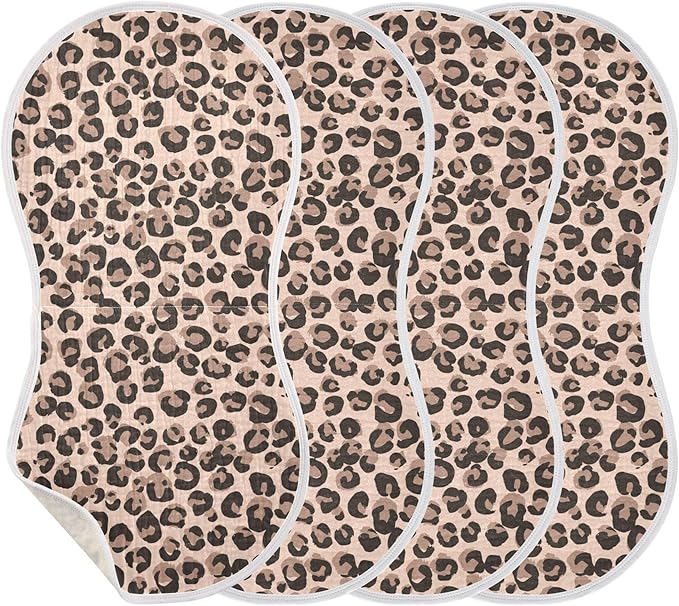 Leopard Cheetah Print Burp Cloths Baby Boys Girls Absorbent Soft Cotton Burping Cloths Rags 1 Pack