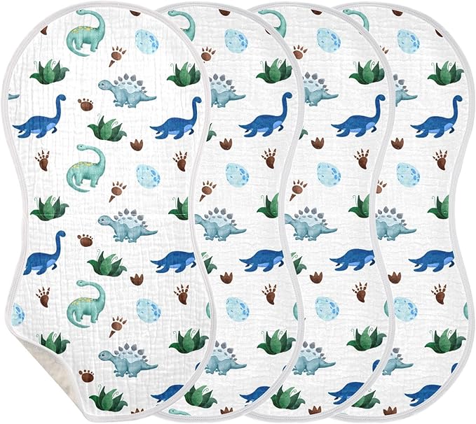 vvfelixl Muslin Burp Cloths Palm Tree and Dinosaur Baby Washcloths for Baby Girl Boys 2 Pack