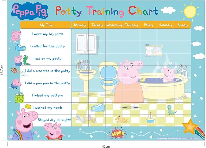 Paper Projects 01.70.30.022 Peppa Pig Potty and Toilet Training Reward Chart and 56 Sparkly Stickers, Pink