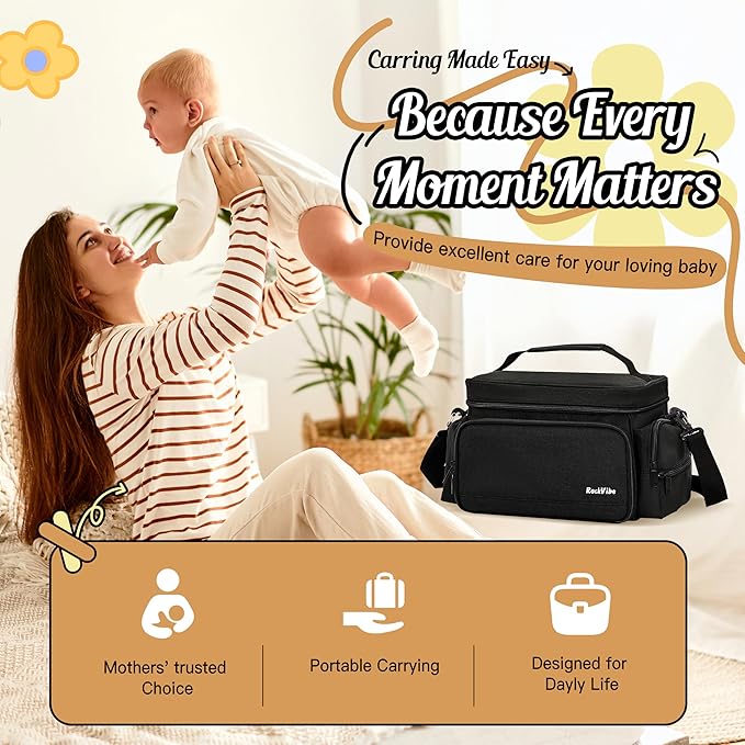 Breast Pump Bag Compatible with Spectra S1/S2 & Medela, Work/Travel Mommy Diaper Tote Bags with Insulated Cooler, Pumping Storage Bag Christmas Gift for New Moms (Bag Only)