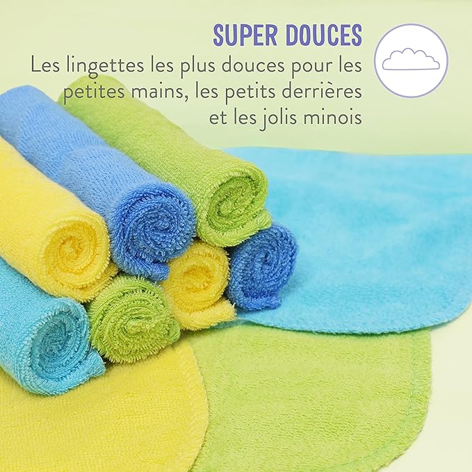 Bambino Mio, cloth baby wipes, 10 pack, cloud