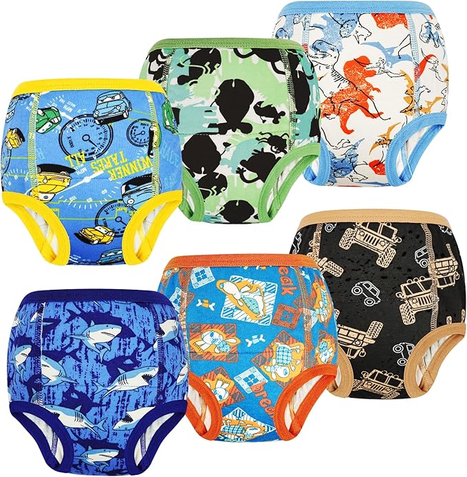 MooMoo Baby Potty Training Pants 6 Packs Absorbent Training Underwear for Boys and Girls Cotton Pee Pants 2T-9T