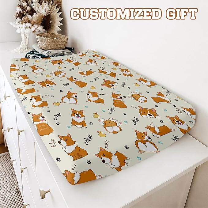 Personalized Toddler Changing Pad Cover - Custom 2 Piece Comfortable Yellow Changing Pad Covers for Baby Boys and Girls, Birthday Gift for Toddlers