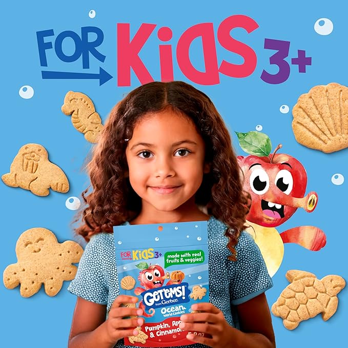 Get'ems! from Gerber, Snacks for Kids, Pizza Space Crackers, Made with Real Veggies & Fruits, Iron & Vitamin E - 4 pack
