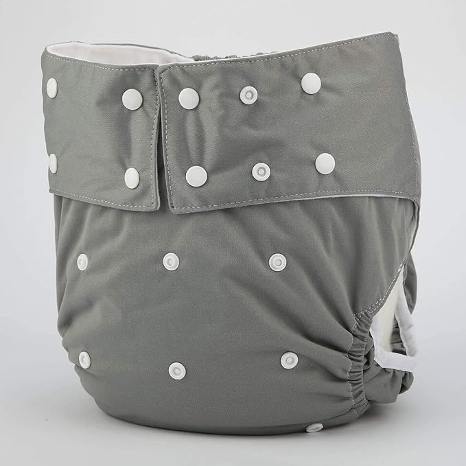 Adult Cloth Diaper Cover Nappy Reusable Washable Adjustable for Disability Incontinence Person (Grey)