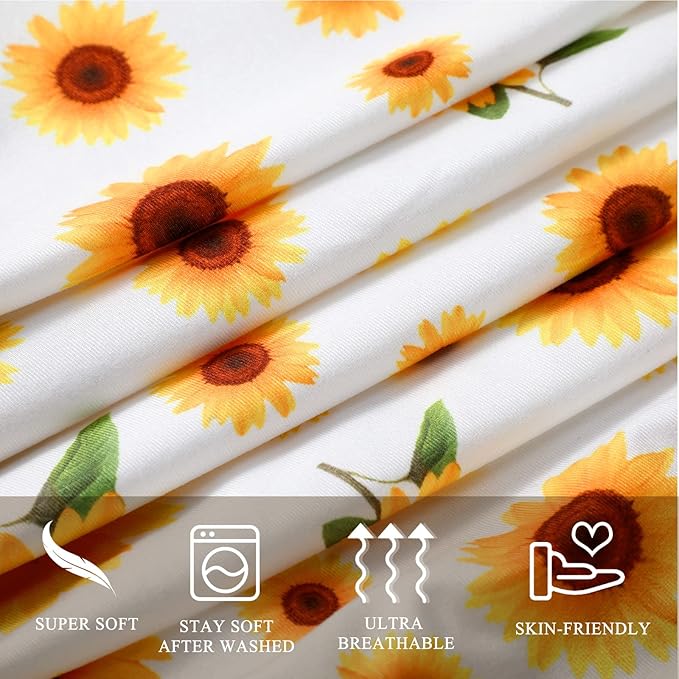 4 Pieces Muslin Sunflower Changing Pad Cover Diaper Fall Floral Change Table Sheets Thanksgiving Day Nursery Changing Pad Sheets Diaper Pad Cover for Baby Boys Girls, 31.5 x 15.75 Inches