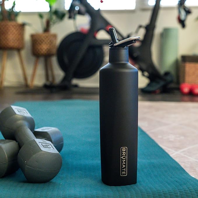 BrüMate ReHydration - 100% Leakproof 25oz Insulated Water Bottle with Straw - Stainless Steel Water Canteen (Matte Black)