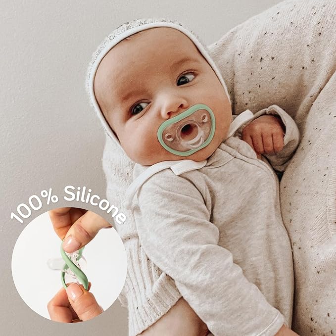 Nanobebe Silicone Baby Bottle Flexy Set with Anti-Colic Nipples, Bottle Brush and Pacifiers - 5oz and 9oz - Sage