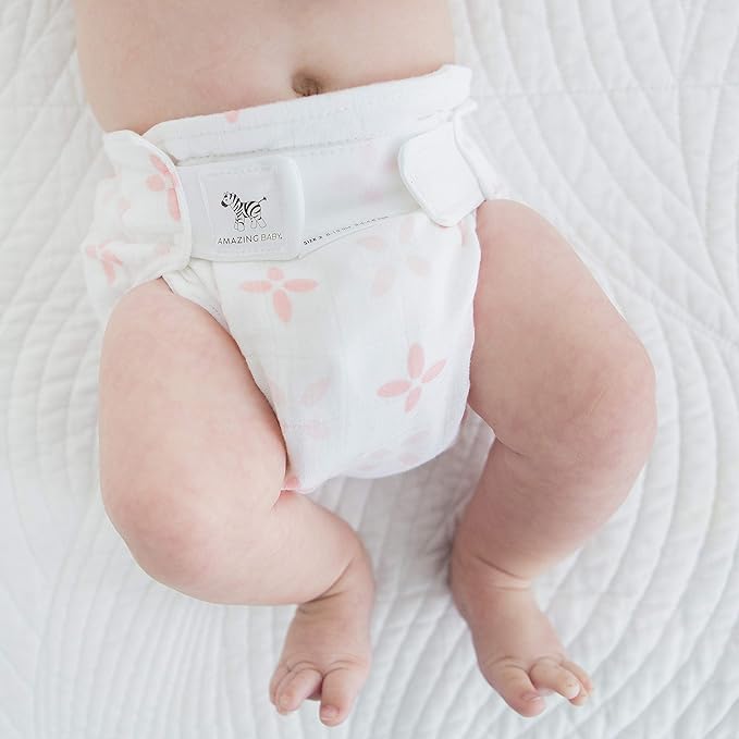 Amazing Baby Hybrid Cloth Diaper Cover with Pocket-Sling, Small, Sz 2 (8-15 lbs), Use with Boosties Inserts, Pink Springfield, SmartNappy Set includes Muslin Cover + Tri-fold Insert + Booster Pad