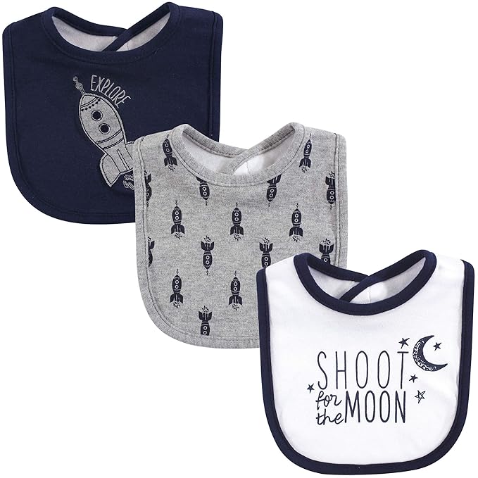 Yoga Sprout Cotton Drooler Bibs, 3 Pack, Moon