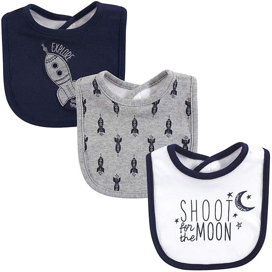 Yoga Sprout Cotton Drooler Bibs, 3 Pack, Moon