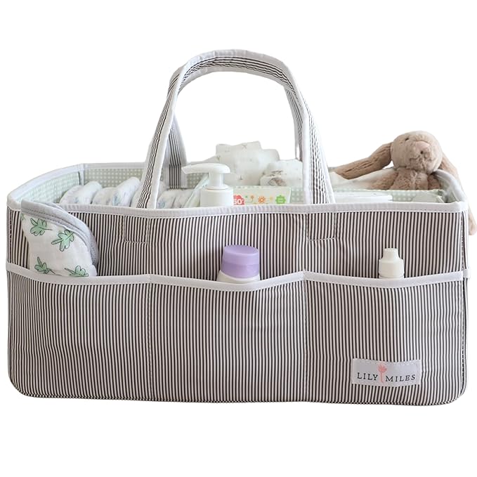 Lily Miles Extra Large Diaper Caddy - Bundle of 2 - Caddy Organizers for Baby Diapers, Wipes or Essentials