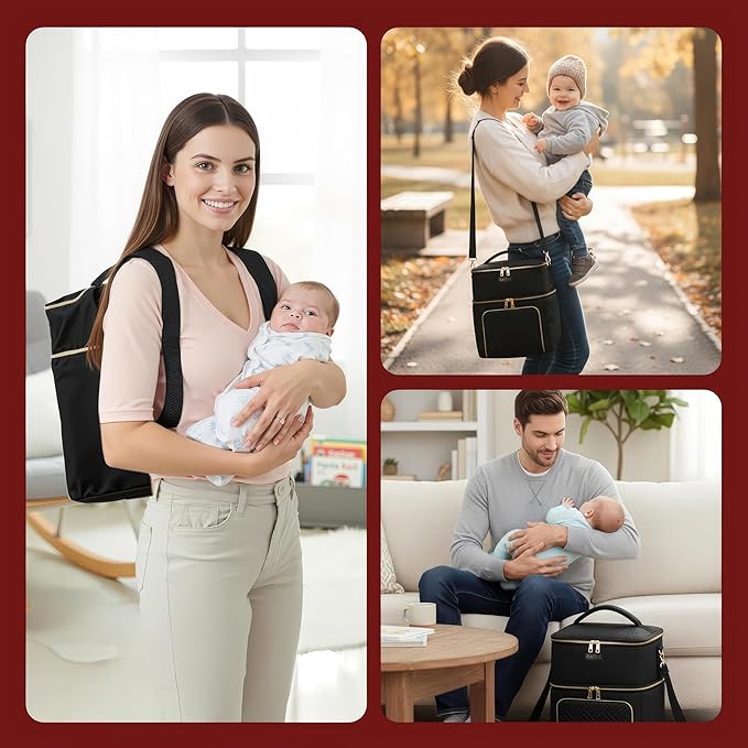 Castal Breast Pump Bag Spectra S1 S2–Insulated Spectra Pump Bag, Breastmilk Cooler Bag with Ice Pack–Leak-Proof Double Layer Breast Pump Travel Bag (Black)