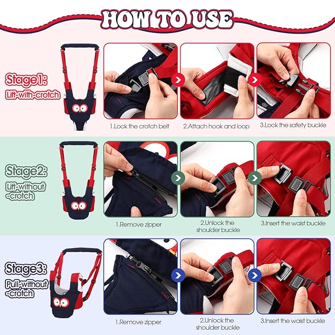 Panitay 15 Pcs Baby Safety Helmet Infant Walking Harness with Anti Slip Knee Pads for Crawling Toddler Socks 2 No Bumps Baby Head Protector Adjustable Walking Assistant(Blue,Owl)