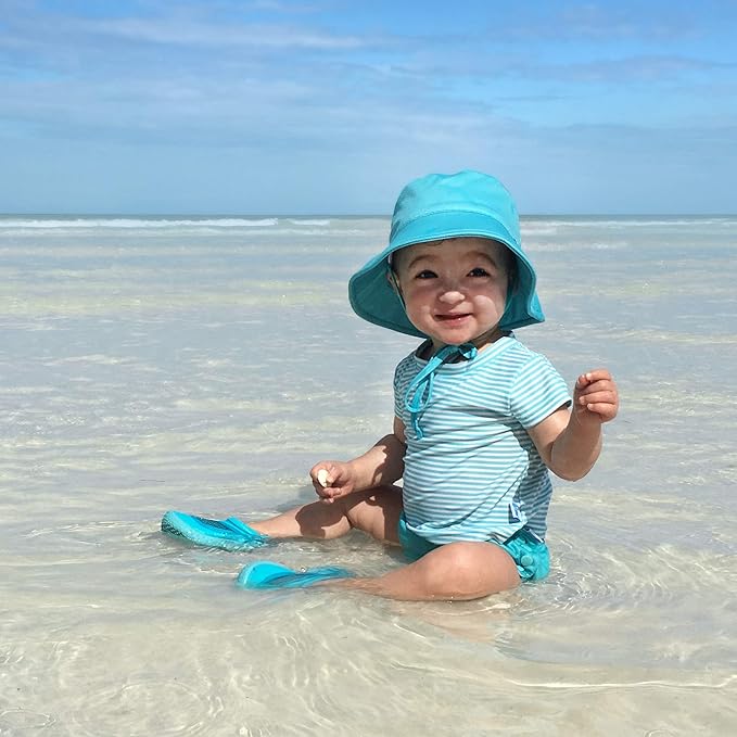 i play. by green sprouts Reusable, Eco Snap Swim Diaper with Gussets, UPF 50, Aqua, Patented Design, STANDARD 100 by OEKO-TEX Certified 24 mo