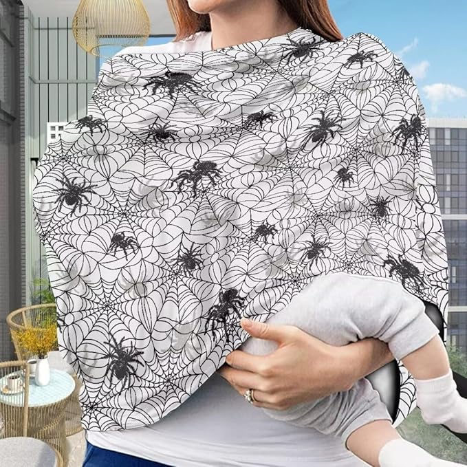 Coldinair Spider Web Multifunctional Nursing Cover Multi Use Cover for Baby Car Seat Canopy Shopping Cart Cover,Stroller Cover