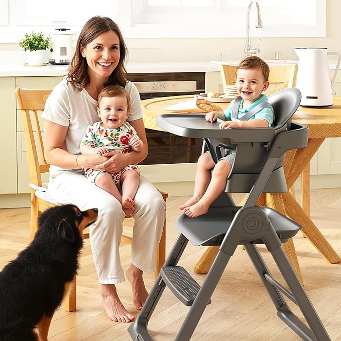 6 in 1 Convertible Baby HighChairs & Step Stool, Foldable High Chairs for Babies and Toddlers, Portable Booster Seat for Dining, Folding Toddler Tower for Kitchen