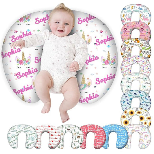 Personalized Baby Nursing Pillow Cover Custom with Name, Unicorn Theme Customized Boy & Girl Gifts
