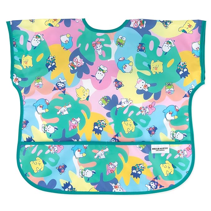Bumkins Short Sleeve Bib for Girl or Boy, Toddler and Kids for 1-3 Years, Large Size, Essential Must Have for Junior Children, Eating, Mess Saving Soft Fabric Apron
