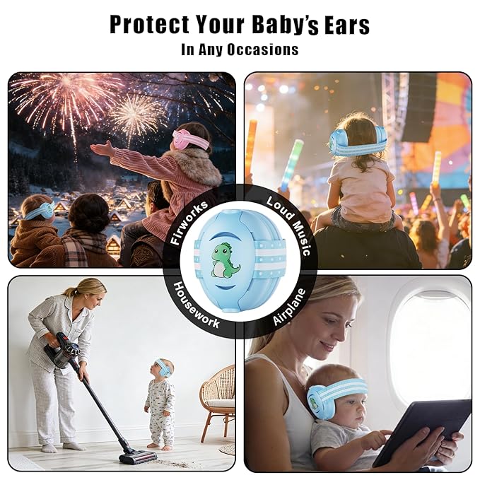 Floriogra Baby Headphones for Noise - Baby Ear Protection for Babies and Toddlers up to 36 Months - Babies Noise Cancelling Headphones - Infant Ear Protection Earmuffs Against Hearing Damage