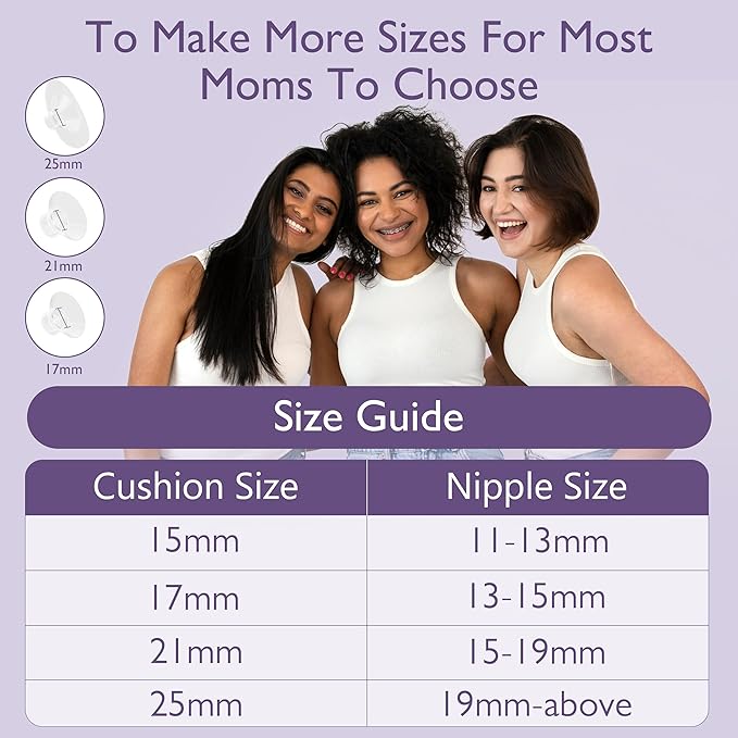 Hands Free Breast Pump:Wearable Breast Pump Portable with 3 Modes/9 Levels/LED Display - Low Noise,for 25/21/17mm Silicone Cushion Insert,2 Count