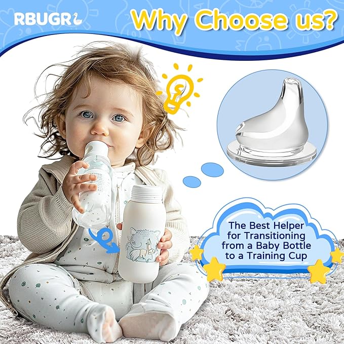 RBUGR 16 Pack Replacement Silicone Spout Compatible with NUK Active and Learner Cups, 100% Silicone Sippy Nipples for 6m+, Sippy Cup Nipple for NUK Learner Cup