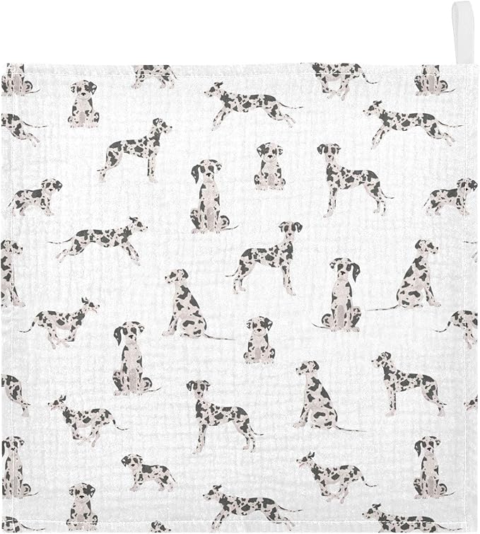 vvfelixl Baby Cotton Washcloths Great Dane Dog Infants Bath Towel for Unisex Face Towels for Newborn, Natural Baby Wipes Delicate Skin, 11.8 X 11.8 inch, one sizex3