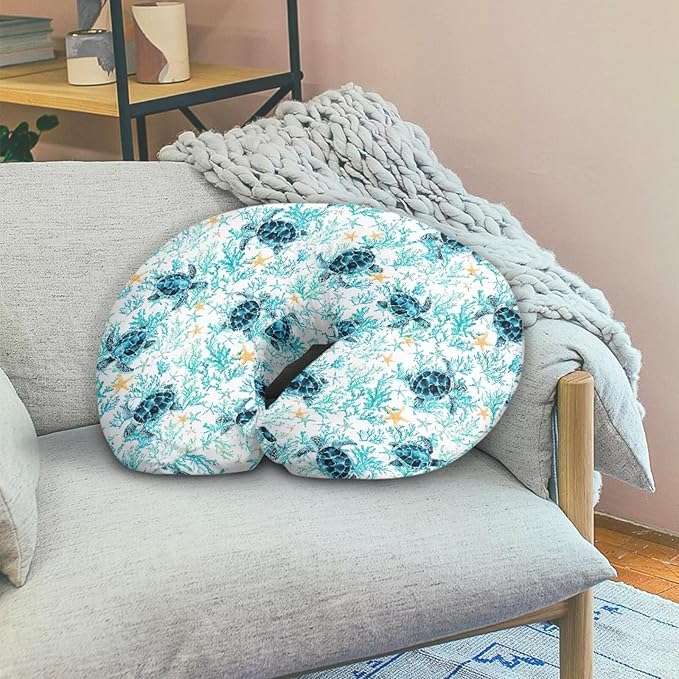 Sea Turtle Pillow Cover for Baby Boy Girl, Soft Breastfeeding Pillow Slipcover, Newborn Feeding Pillow Cover Dust Covers