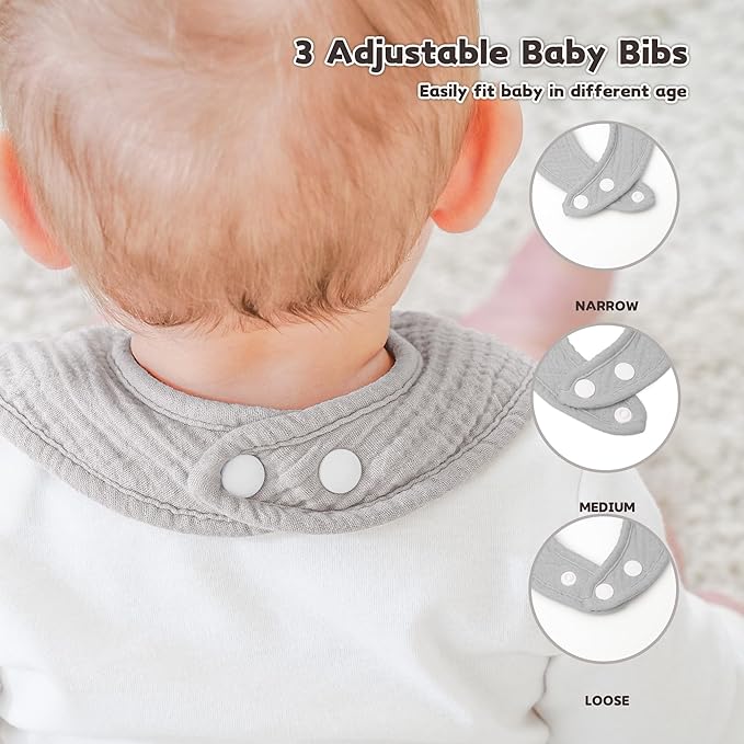 Susurration Muslin Baby Drool Bibs 10Pack Soft Square Adjustable Bandana Bibs for Unisex Baby Girls & Boys