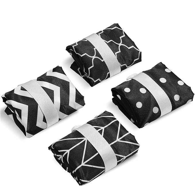 Frienda 4 Pieces Cloth Diaper Wet Dry Bag, Waterproof Reusable Washable Bag for Baby Items and Travel Zippered Pockets with Handle, Beach, Swimsuit, Dirty Gym Clothes and Toiletries(Dark Geometric)