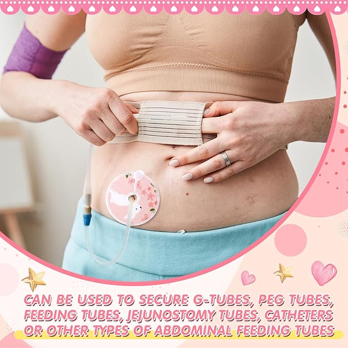 Threlaco 48 Pcs Gtube Button Covers Feeding Tube Pads Holder Abdominal Reusable Accessories Peg Tube Soft Absorbent Breast Feeding Pads Breastfeeding Support Nursing Care Stay Dry(Flower)
