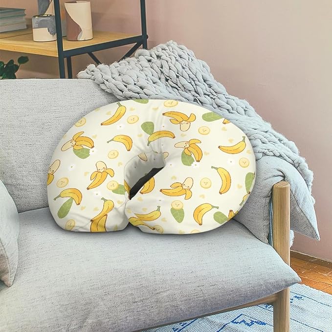 Banana and Cute Leaf Nursing Pillow Cover for Baby Boy Girl Newborn U-Shaped Breastfeeding Pillowcase Cushion Cover Stain Resistant and Not Easy to Fade