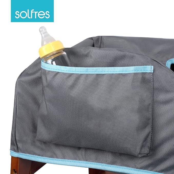 Dual-Belt Baby High Chair Cover, Lead & Phthalate Free, Sturdy and Robust Material, Waterproof Washable Cover for Wooden or Restaurant High Chairs, Gray