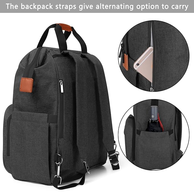 LUXJA Breast Pump Bag with Compartments for Cooler Bag and Laptop, Breast Pump Backpack with 2 Options for Wearing (Fits Most Major Breast Pump, Suitable for Working Mothers), Black