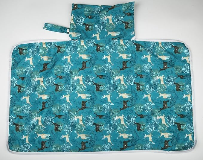 Baby Diaper Changing Mat Pad Portable Foldable Washable Compact Travel Nappy Waterproof Play Mat 30inx18.5in (Forest Deer)