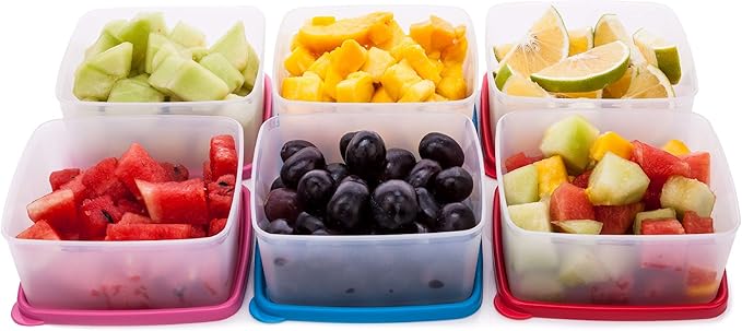 SIGNORA WARE Condiment Containers with Lids- 6 pk. 17 oz.Salad Dressing to go Small Food Storage Containers- Sauce Cups Leak proof Reusable Plastic BPA free for Lunch Box Picnic Travel