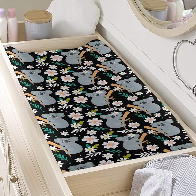 Cute Koala Changing Pad Covers Ultra Soft Stretch Diaper Change Table Pad Cover Infant Changing Mat Sheets Table Covers for Boys Girls