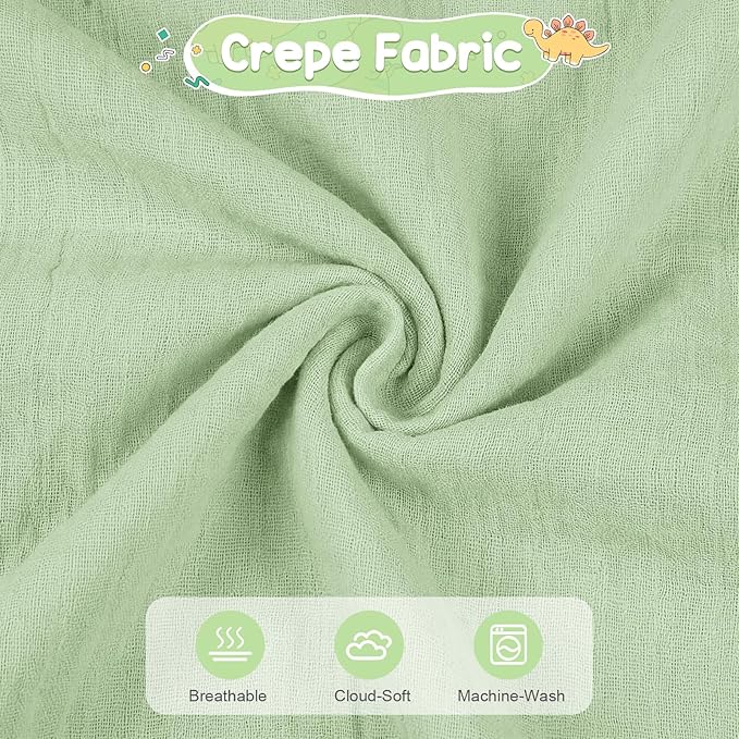 2 Pack Waterproof Muslin Changing Pad Cover with Safety Strap Hole, TPU Leakproof Protection Soft Muslin Baby Changing Table Covers for Boys & Girls, Fits 32" x 16" Changing Pad,Green Dinosaur