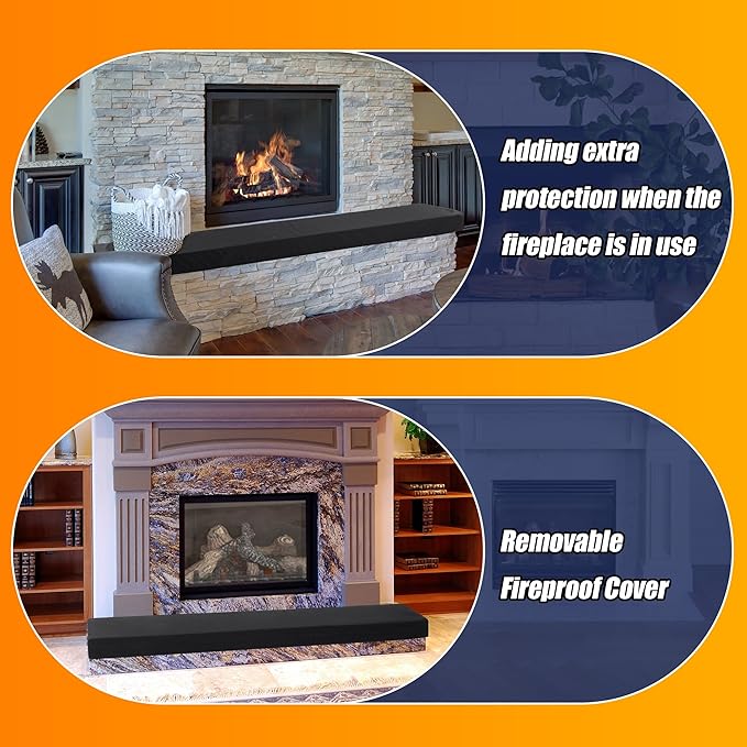 MABOZOO 2-Inch Thick Hearth Cushions for Fireplaces, Fireplace Baby Proofing Seat Edge Cushion with Removable Fireproof Cover, Sponge Fireplace Mat for Children Proofing