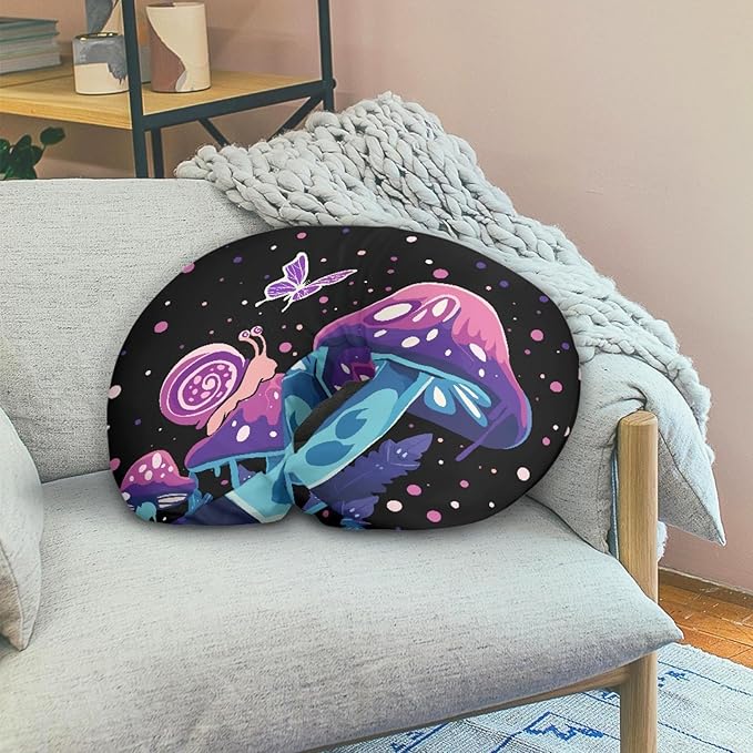Forchrinse Purple Mushroom Butterfly Baby Nursing Pillow Cover for Baby Girls Breastfeeding Pillow Slipcover Soft Comfortable Newborn