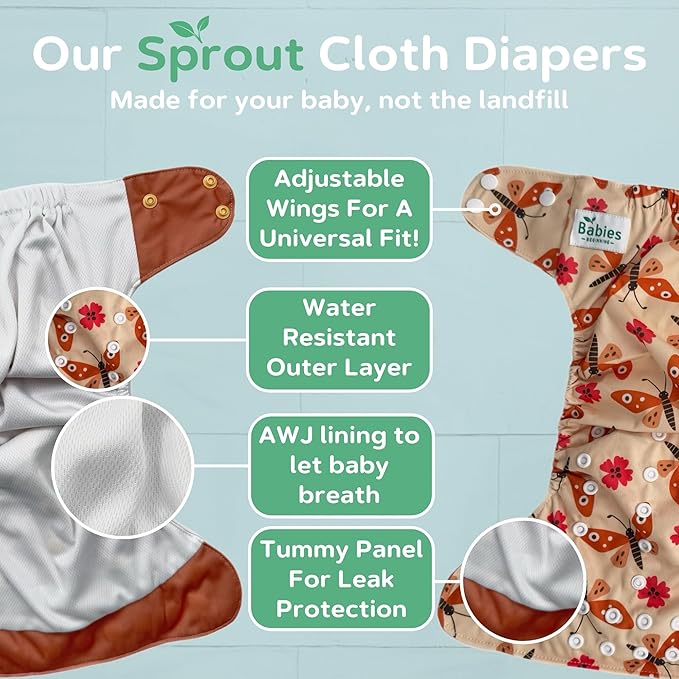 Sprout Pocket Cloth Diaper – Adjustable & Reusable Cloth Diaper with 1 Insert – Soft, Washable, Leakproof (Graffiti)