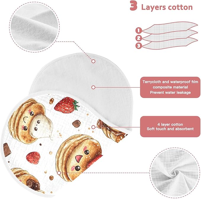 Pancakes Cakes Cute Burp Cloths Baby Boys Girls Absorbent Soft Cotton Burping Cloths Rags, 2 Pack