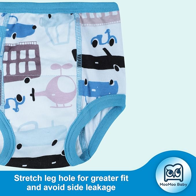 MooMoo Baby Training Underwear 4 Packs Absorbent Toddler Potty Training Pants for Boys and Girls-Cotton Animal Print 2T-6T