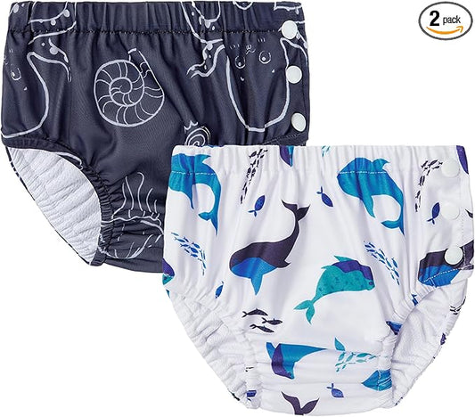Durio 2PCS Reusable Swim Diapers - Toddler Baby Swim Diaper Soft and Waterproof for Swimming Lessons Boys and Girls