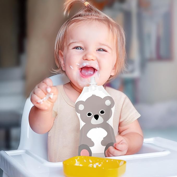 Squooshi The Original Filling Station — Baby Food Pouch Filler + 12 Reusable Baby Food Pouches | Design Patented | BPA Free | Refillable for Yogurt, Applesauce & Puree | 5oz