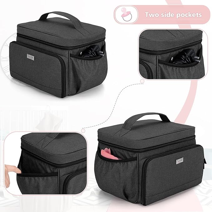 Luxja Breast Pump Bag Compatible with Spectra S1 and S2, Pumping Bag for Breast Pump and Extra Parts (Suitable for Home or Travel Use), Black (Patent Pending)
