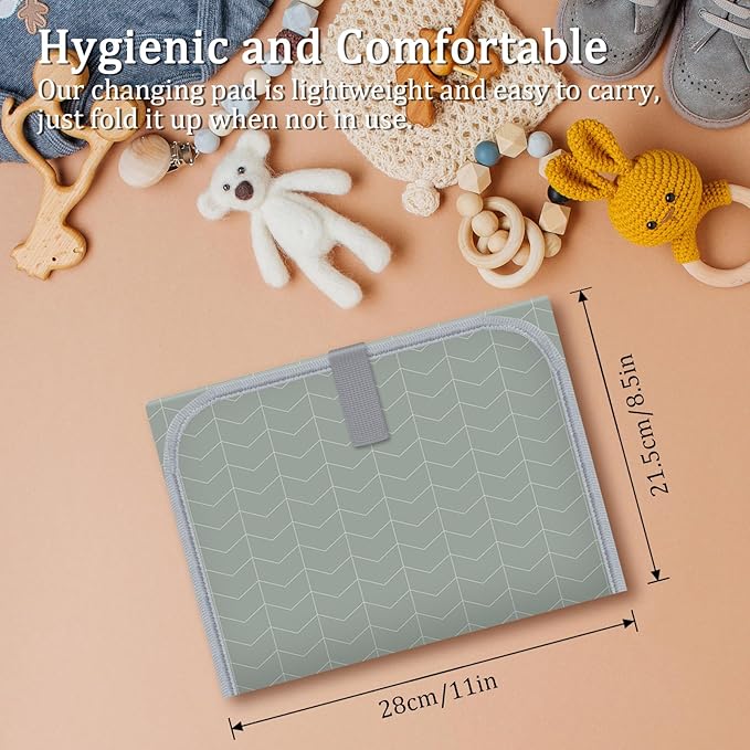 Portable Diaper Changing Pad for Baby & Toddler Waterproof Foldable Baby Changing Mat Built-in Pillow, Travel Infant Changing Pads for Moms Baby Changer Machine Washable