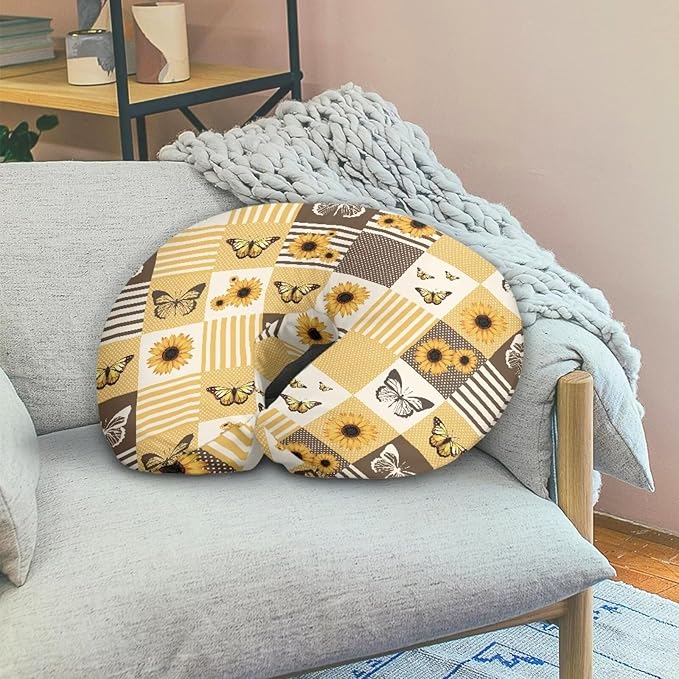 Butterfly Sunflower Nursing Pillow Cover, Fits The Original Support for Breastfeeding, Bottle Feeding, and Bonding Soft Comfortable Slipcover for Baby Girl and Boy